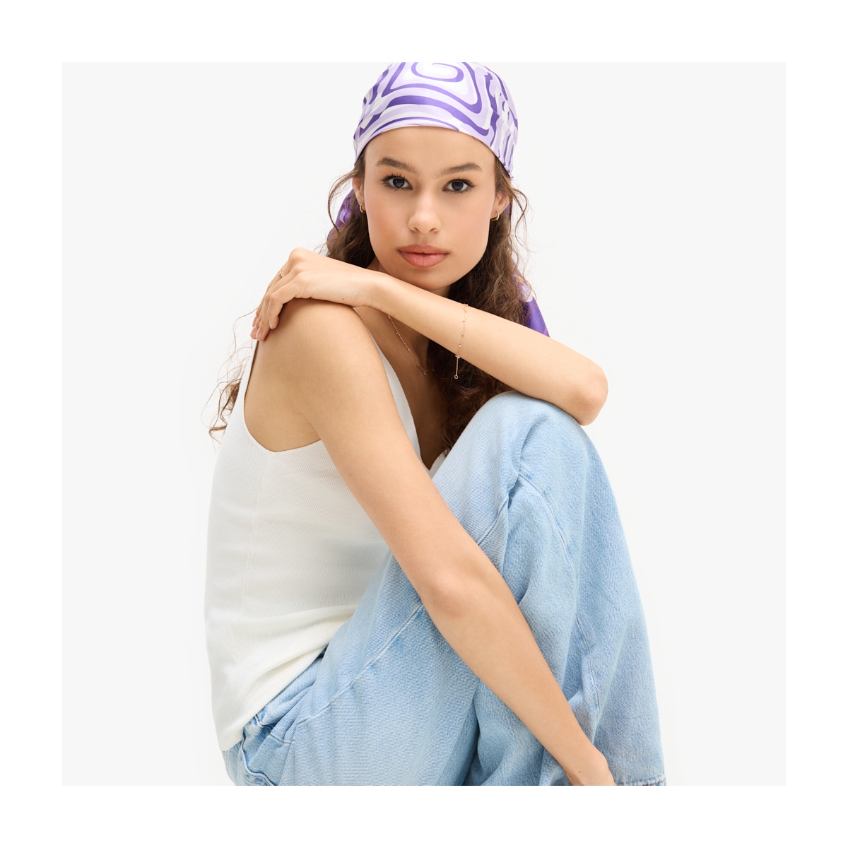 Chusta jedwabna Kwiaty Nocy Bratki