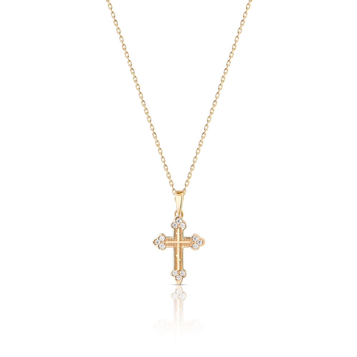 Wisiorek złoty krzyżyk z cyrkoniami