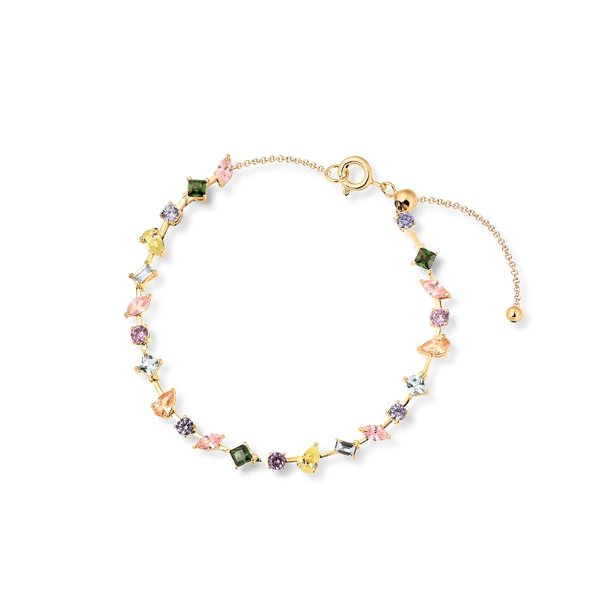 Bransoleta srebrna z kolorowymi cyrkoniami Mozaika