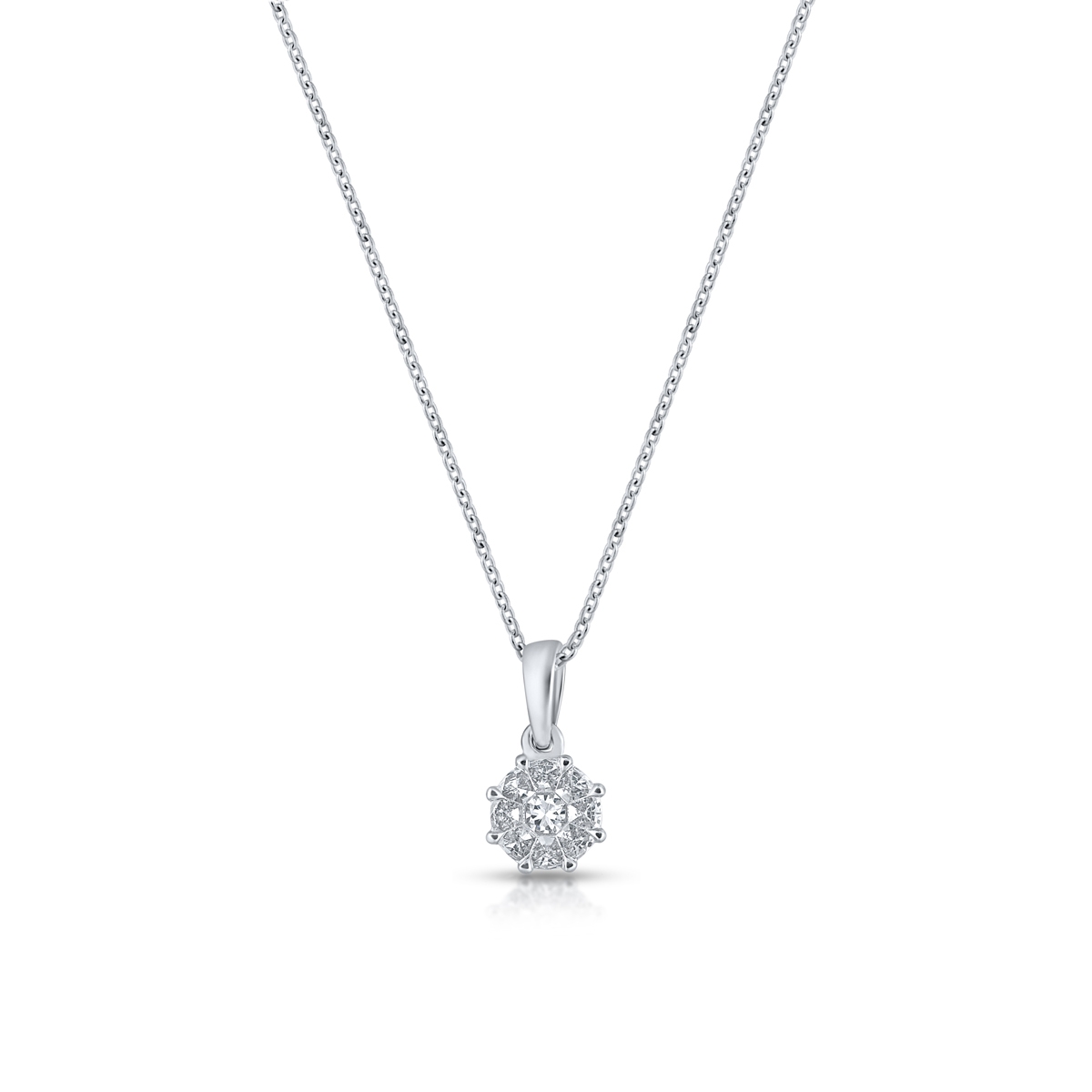 Wisiorek białe złoto z diamentami