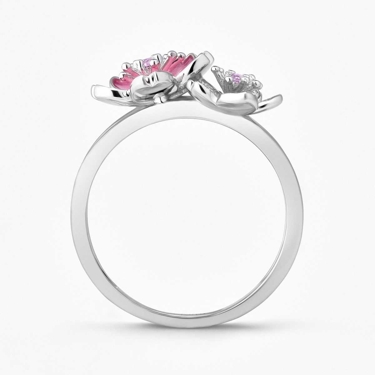 Pierścionek srebrny Kwiaty Nocy Wiśnia