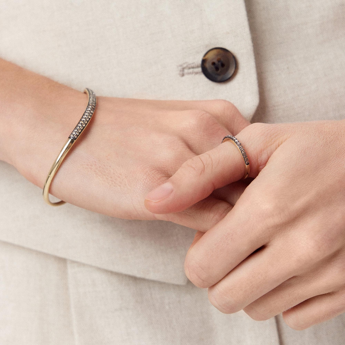 Bransoleta złota z brązowymi diamentami Karmelowa