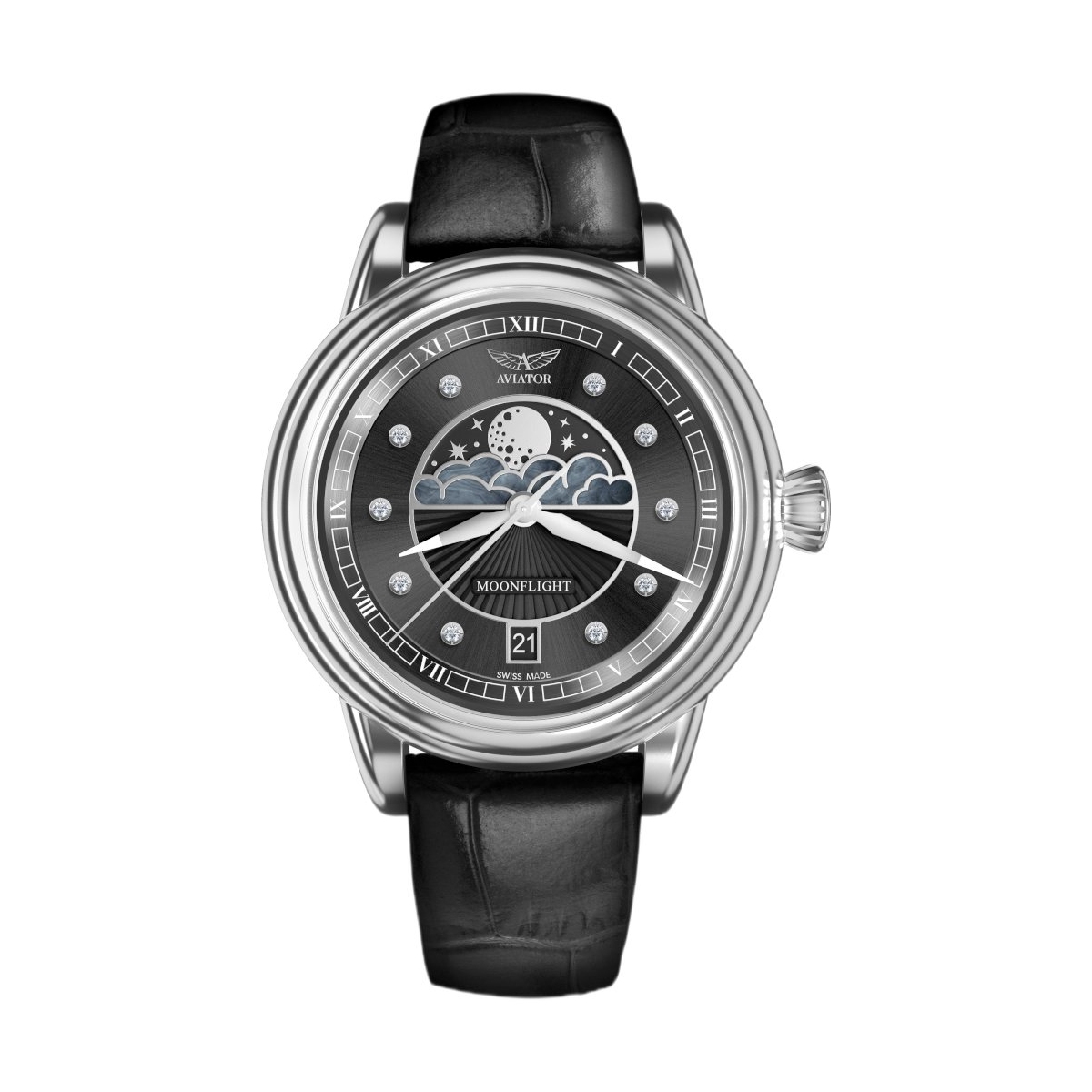 ZEGAREK AVIATOR DOUGLAS MOONFLIGHT DIAMOND EDITION