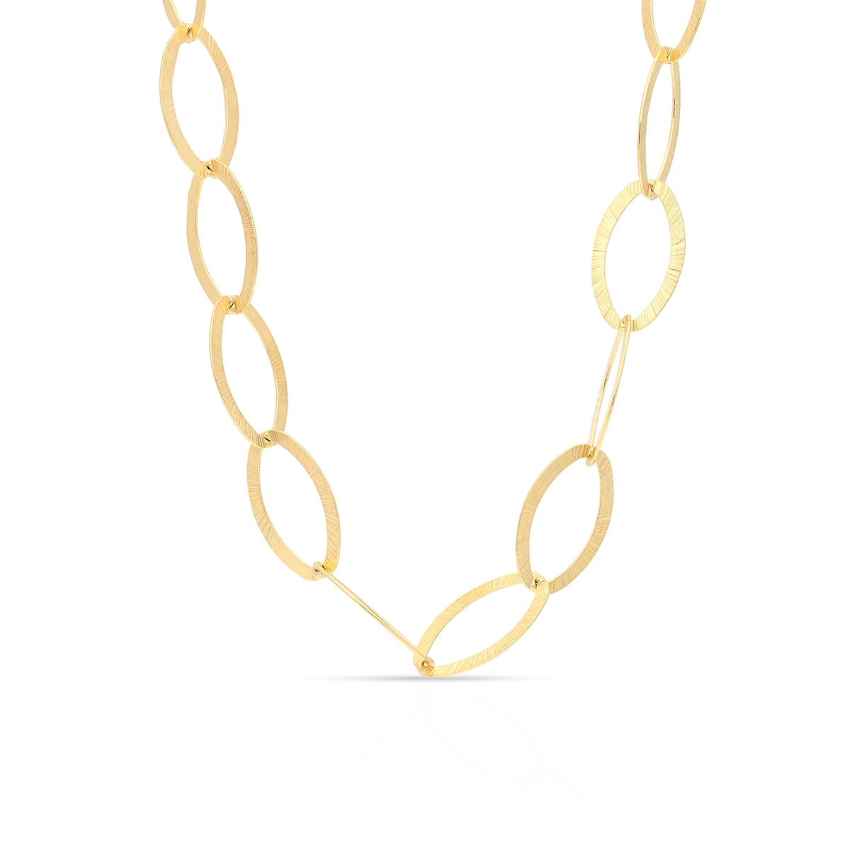 Naszyjnik srebrny pozłacany elipsa