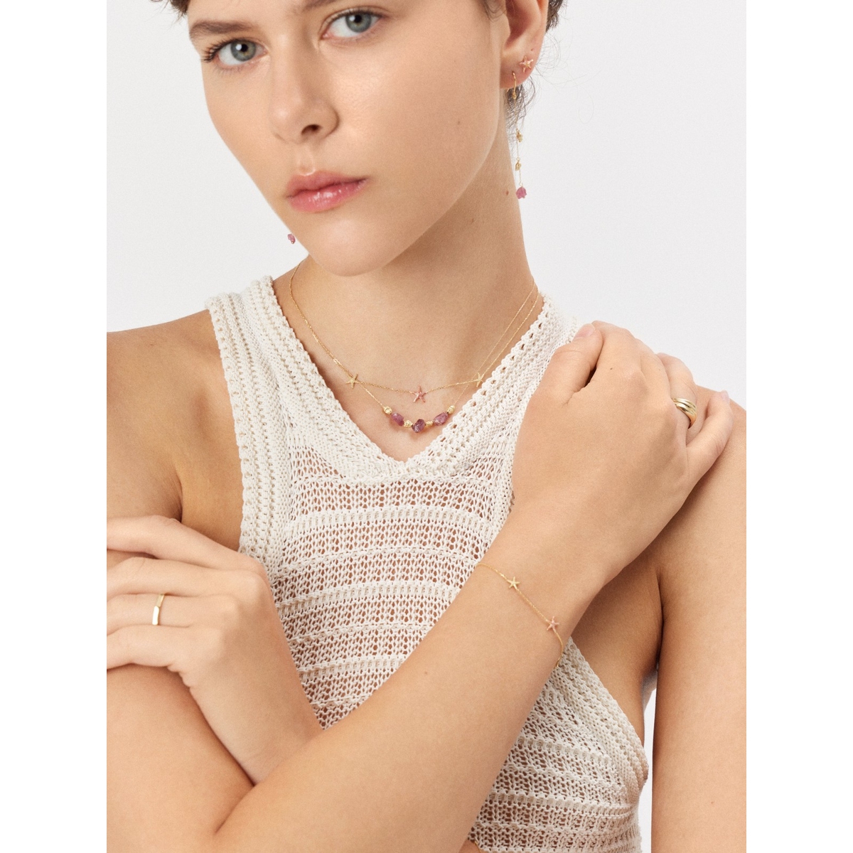 Bransoleta złota z rozgwiazdami Santorini