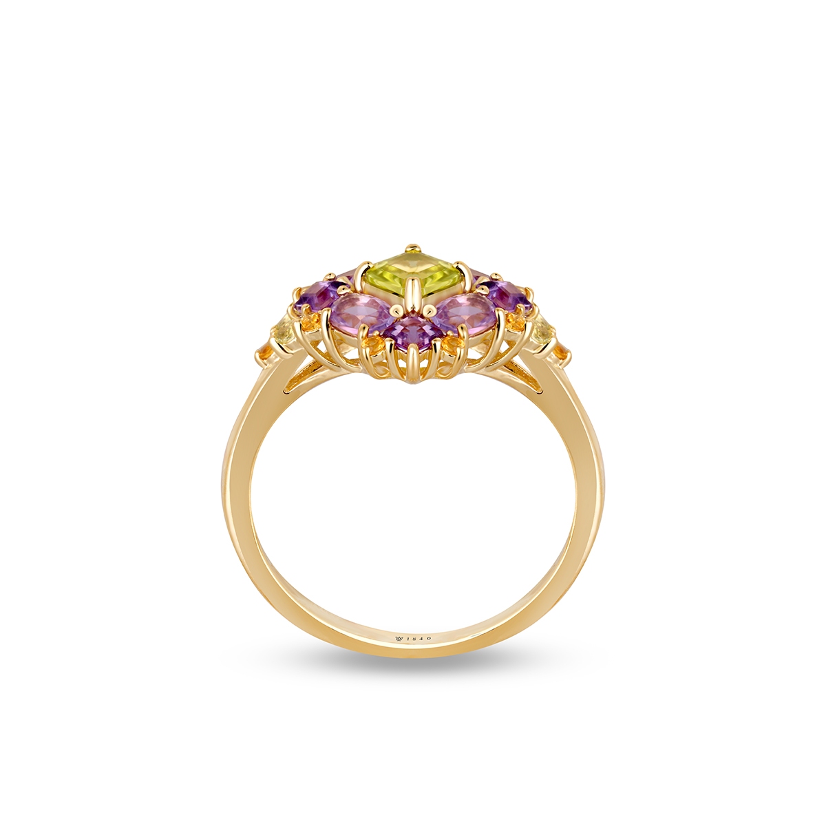 Pierścionek srebrny z ametystami Szekspirowska