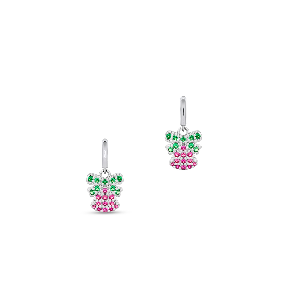 Kolczyki srebrne dzwoneczek z kokardką