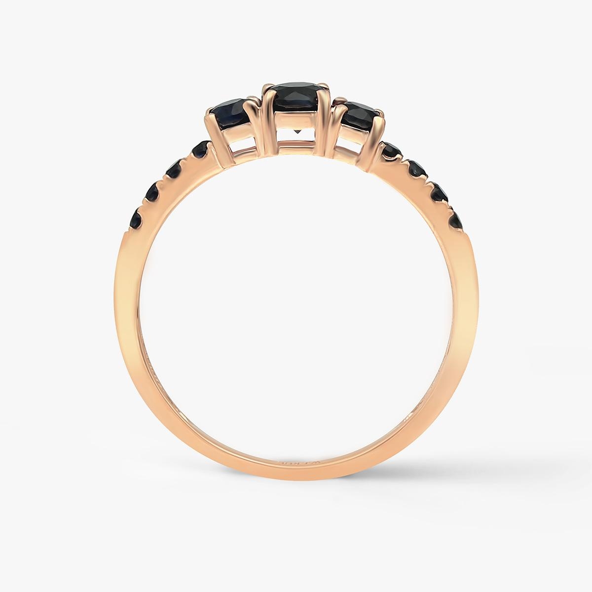 Pierścionek różowe złoto z czarnymi szafirami