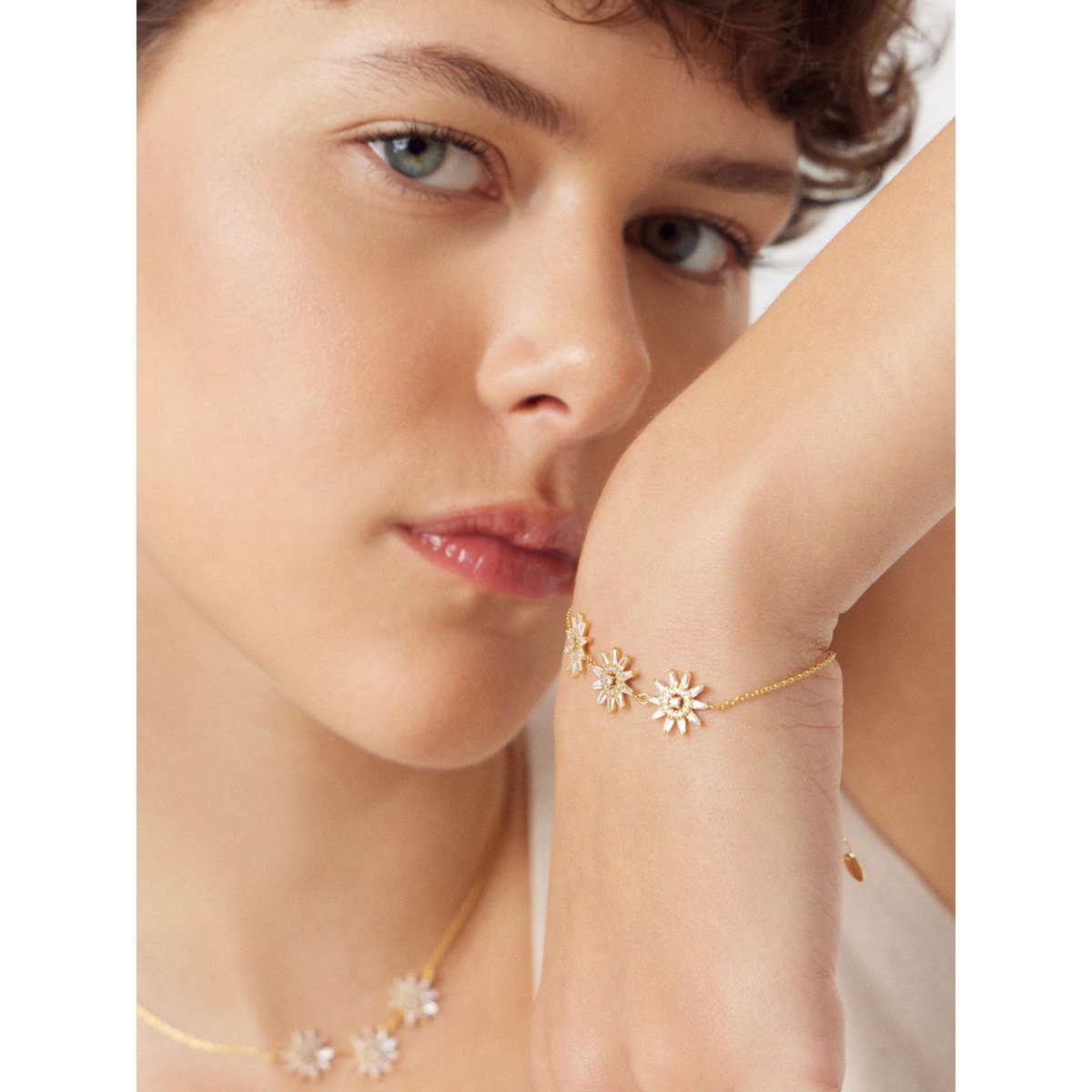 Bransoleta srebrna pozłacana z cyrkoniami