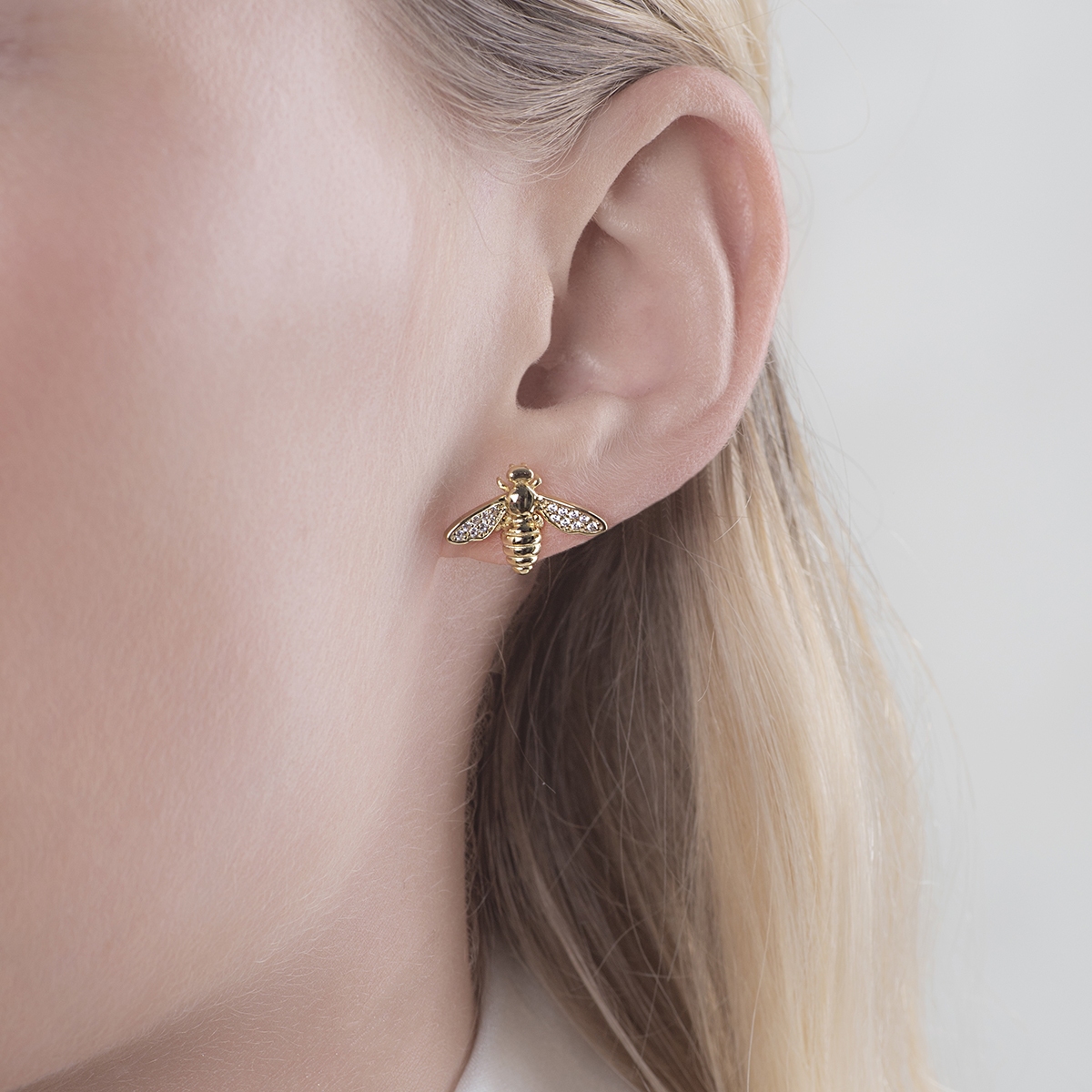 Kolczyki srebrne pozłacane pszczoły