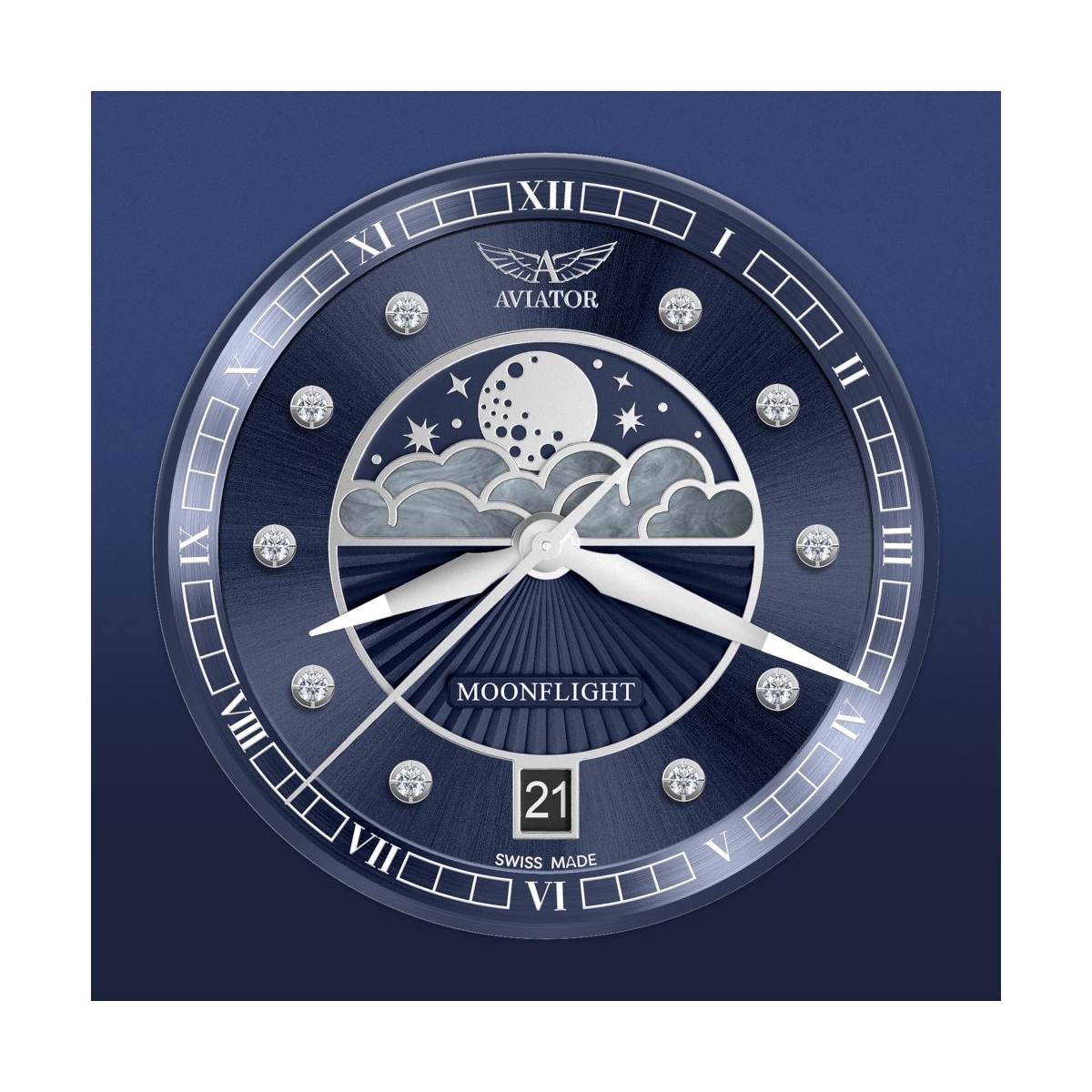 ZEGAREK AVIATOR DOUGLAS MOONFLIGHT DIAMOND EDITION