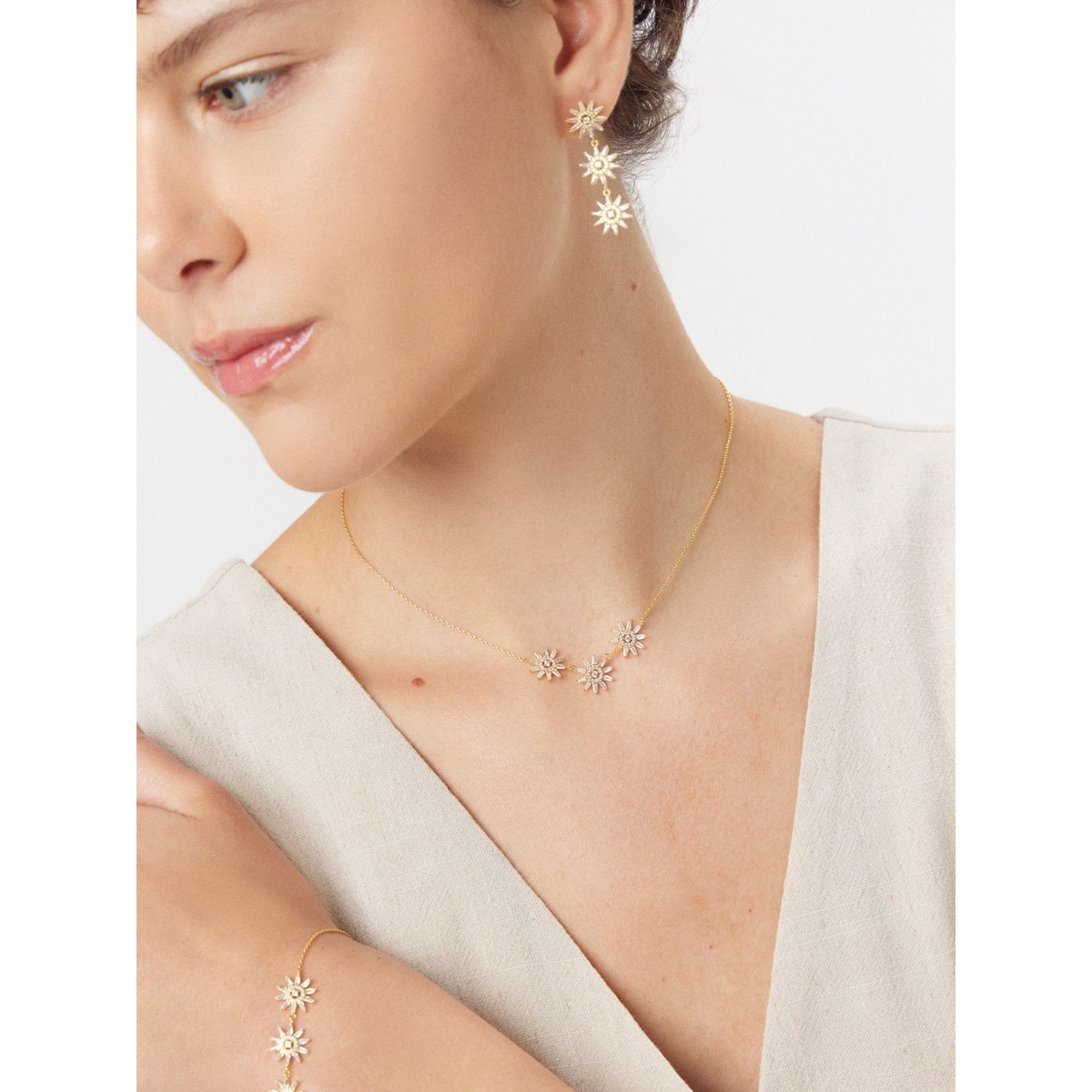 Bransoleta srebrna pozłacana z cyrkoniami