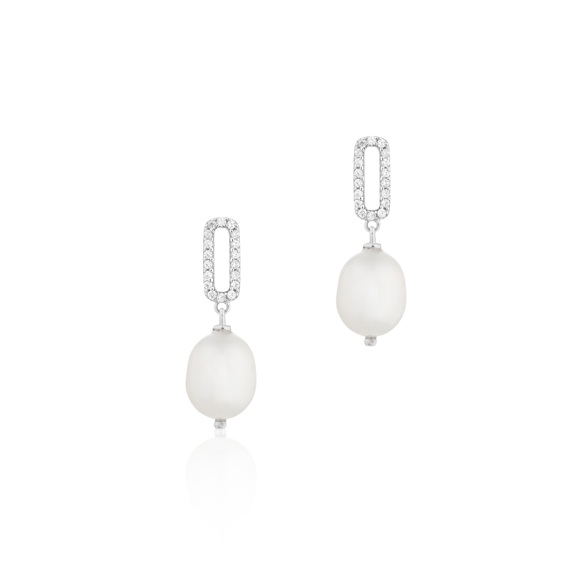 Kolczyki srebrne z perłami i cyrkoniami