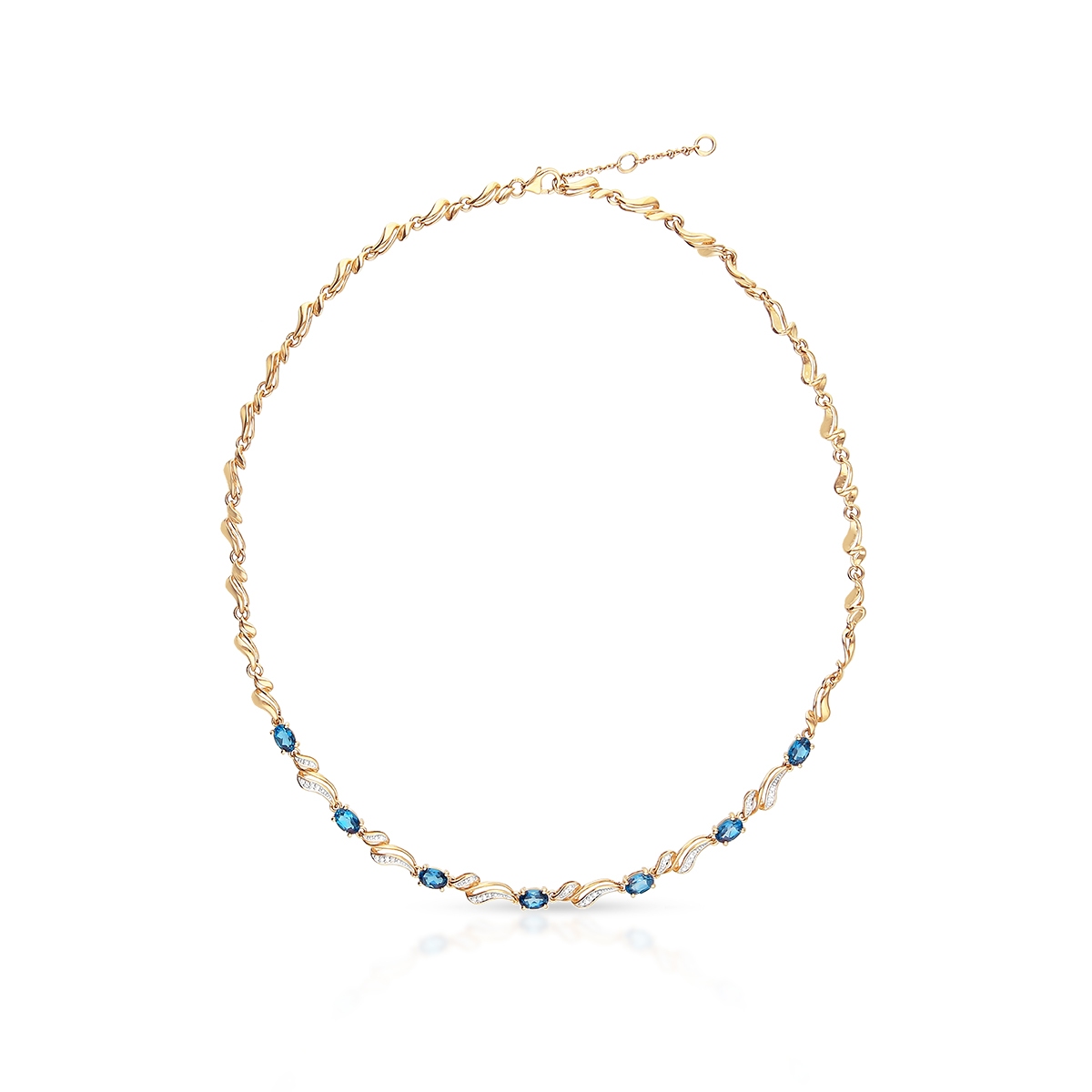 Naszyjnik złoty z topazami i diamentami