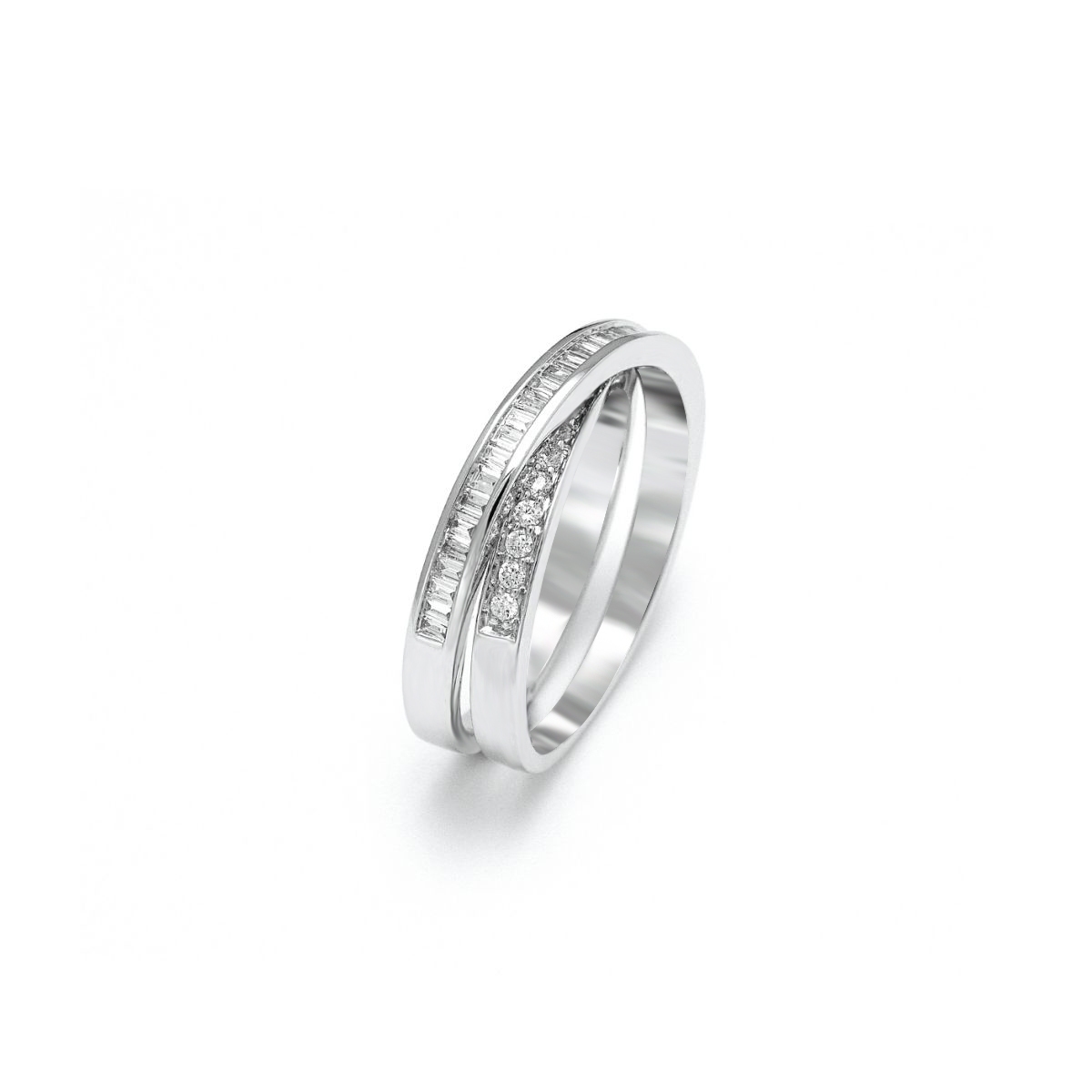 Pierścionek białe złoto z brylantami