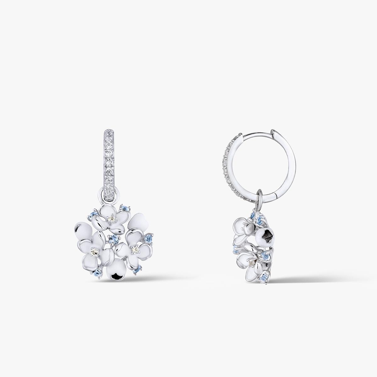 Kolczyki srebrne Kwiaty Nocy Biały Bez