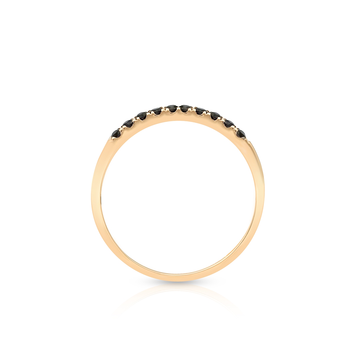 Pierścionek różowe złoto z czarnymi szafirami