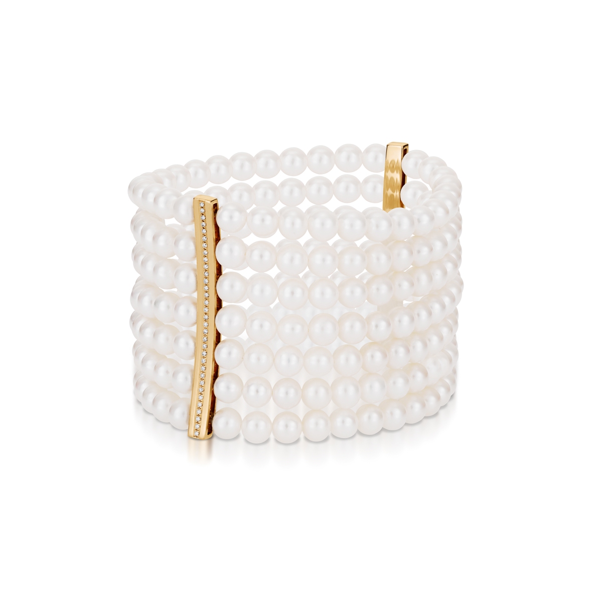 Bransoleta złota perłami i brylantami