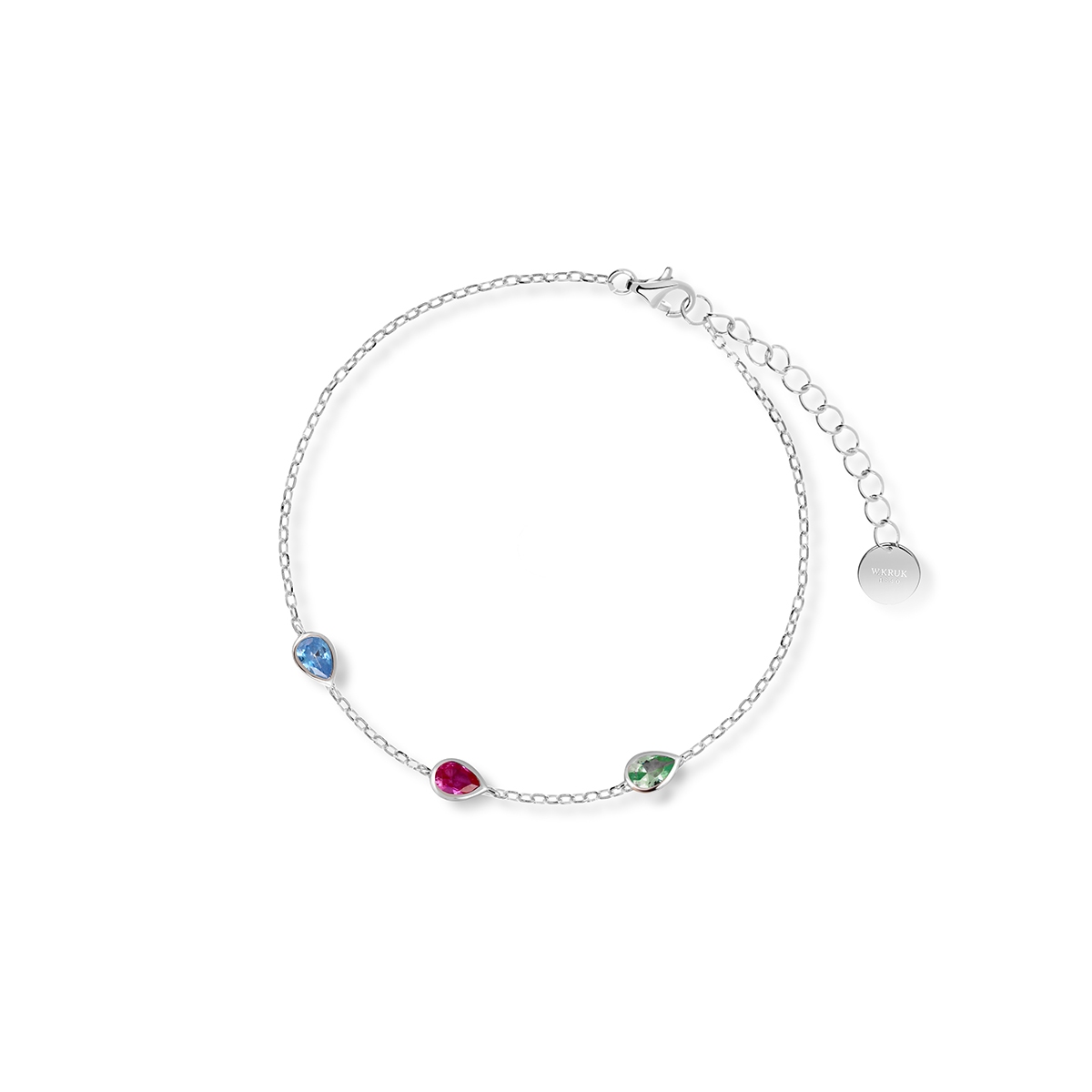 Bransoleta srebrna z kolorowymi cyrkoniami