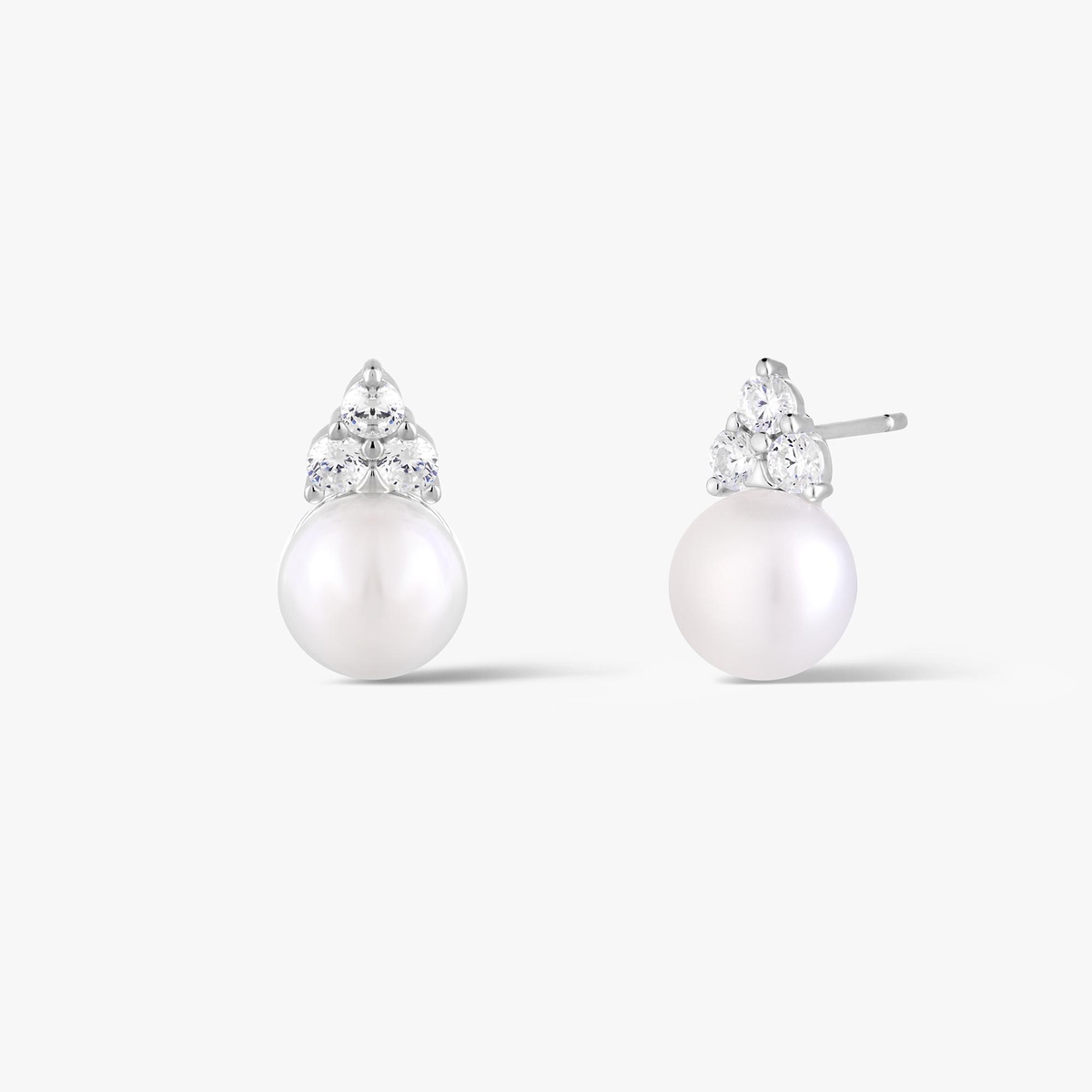 Kolczyki srebrne z perłą i cyrkoniami