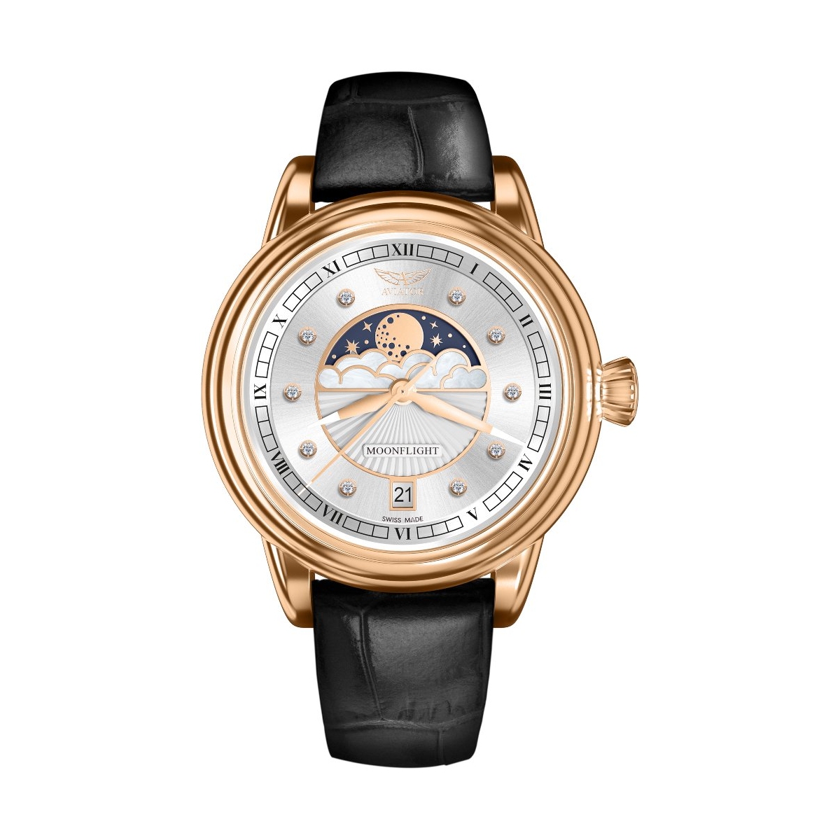 ZEGAREK AVIATOR DOUGLAS MOONFLIGHT DIAMOND EDITION