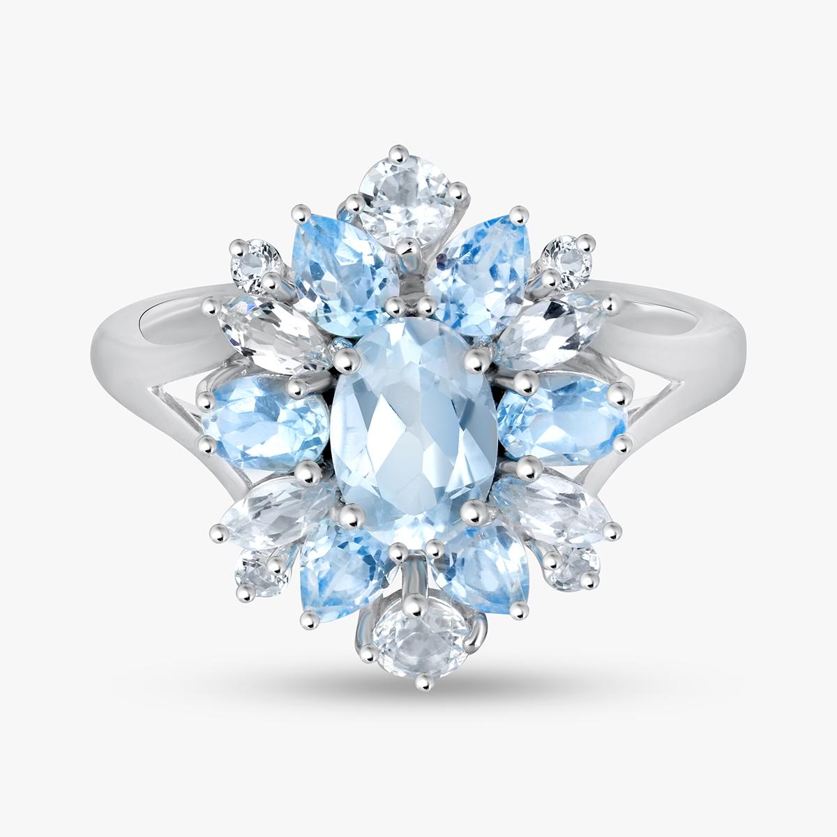 Pierścionek srebrny z topazami Szekspirowska