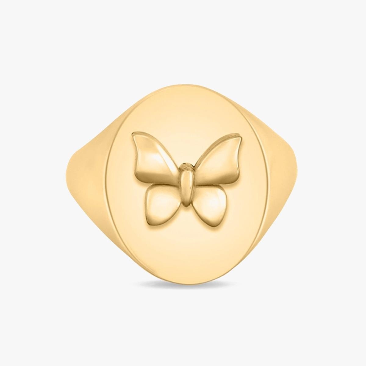 Pierścionek srebrny pozłacany sygnet z motylem