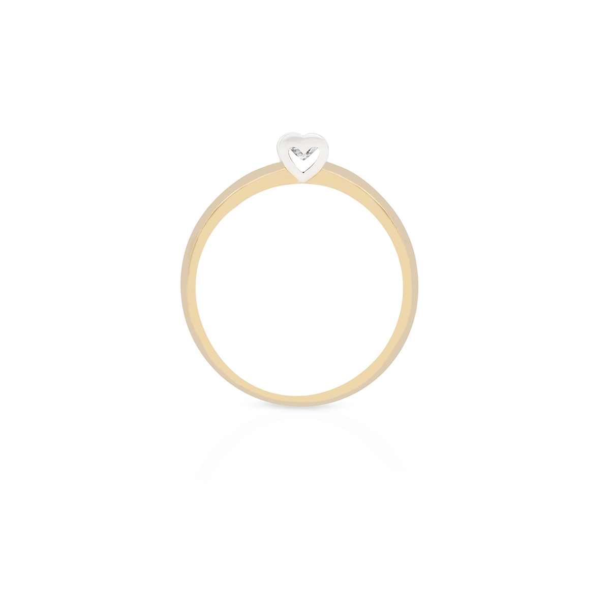 Pierścionek złoty serce z cyrkonią