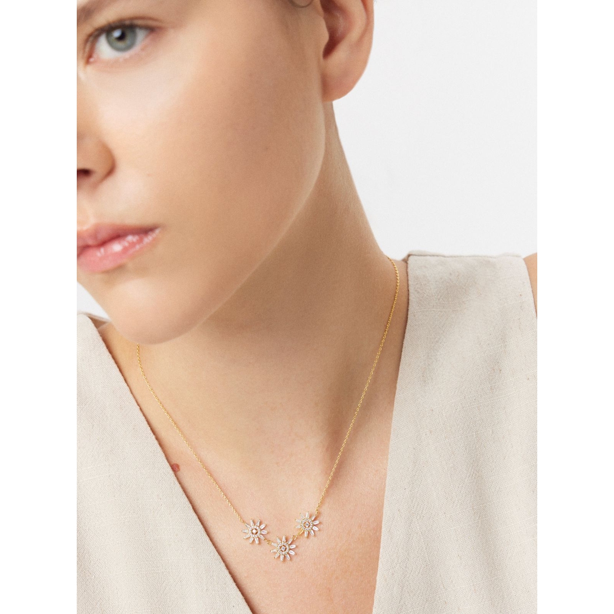 Naszyjnik srebrny pozłacany z cyrkoniami