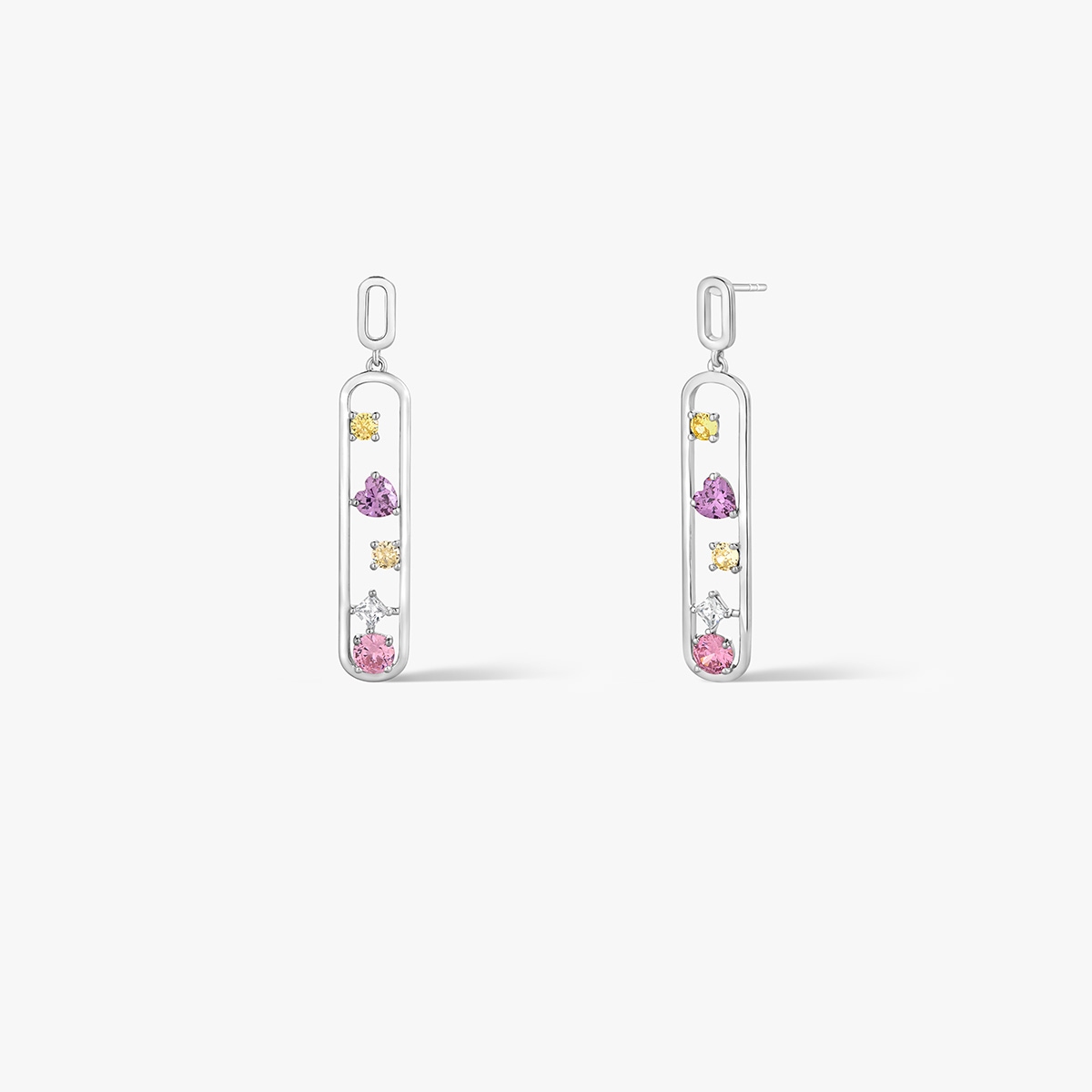 Kolczyki srebrne z kolorowymi cyrkoniami