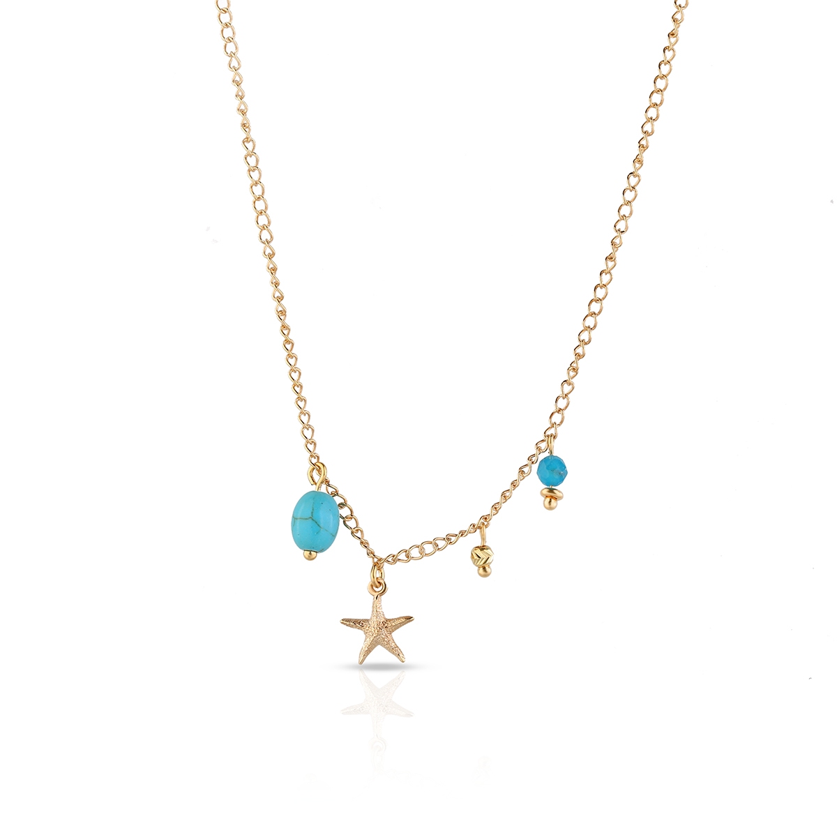 Naszyjnik srebrny pozłacany boho