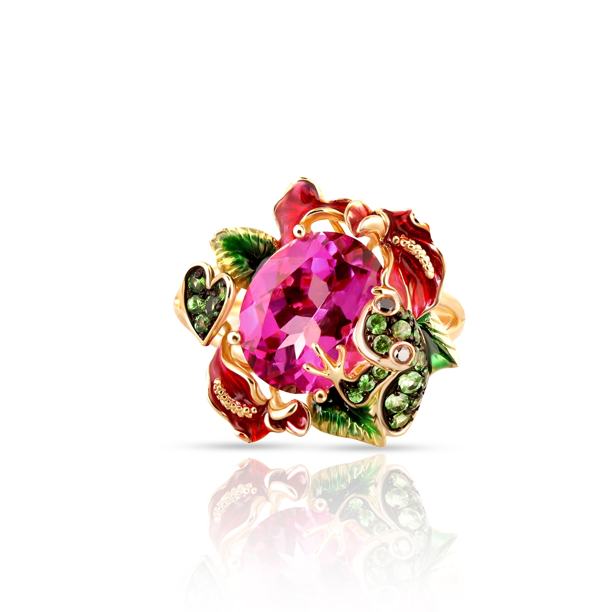 Pierścionek złoty Kwiaty Nocy Anturium