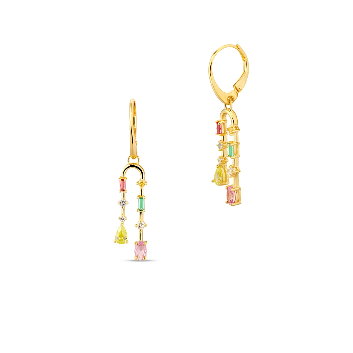 Kolczyki srebrne z kolorowymi kamieniami Mozaika