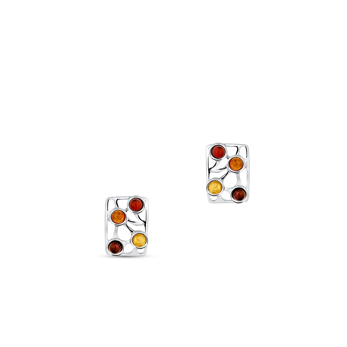 Kolczyki srebrne z bursztynami