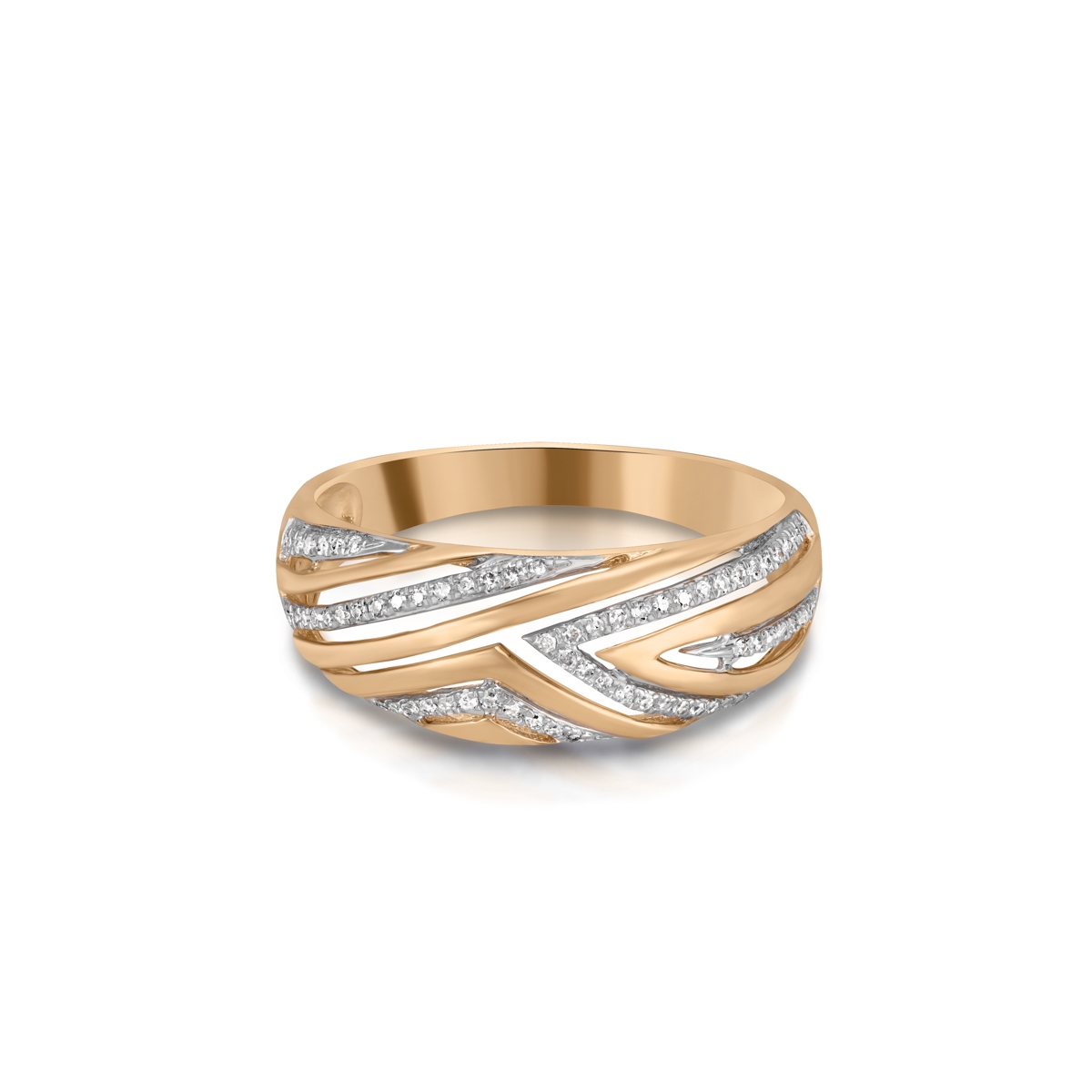 Pierścionek złoty bicolor z diamentami