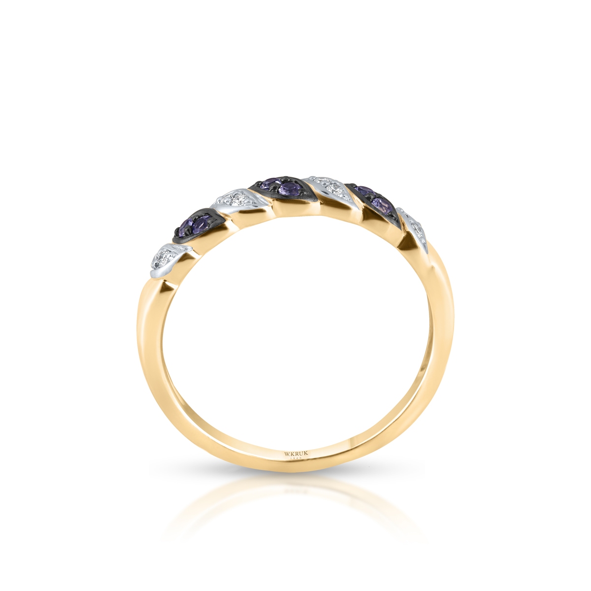 Pierścionek złoty z diamentami i tanzanitami