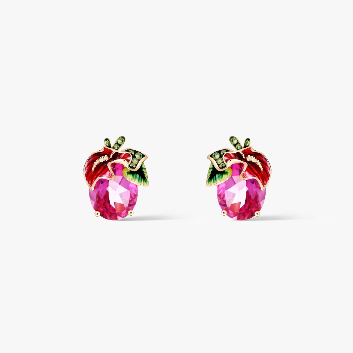 Kolczyki złote Kwiaty Nocy Anturium