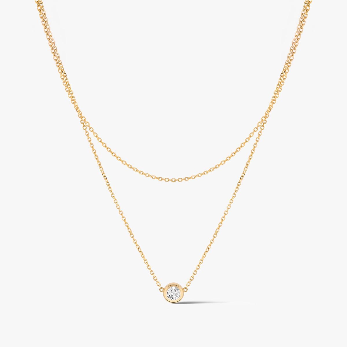 Naszyjnik złoty kaskadowy z cyrkonią