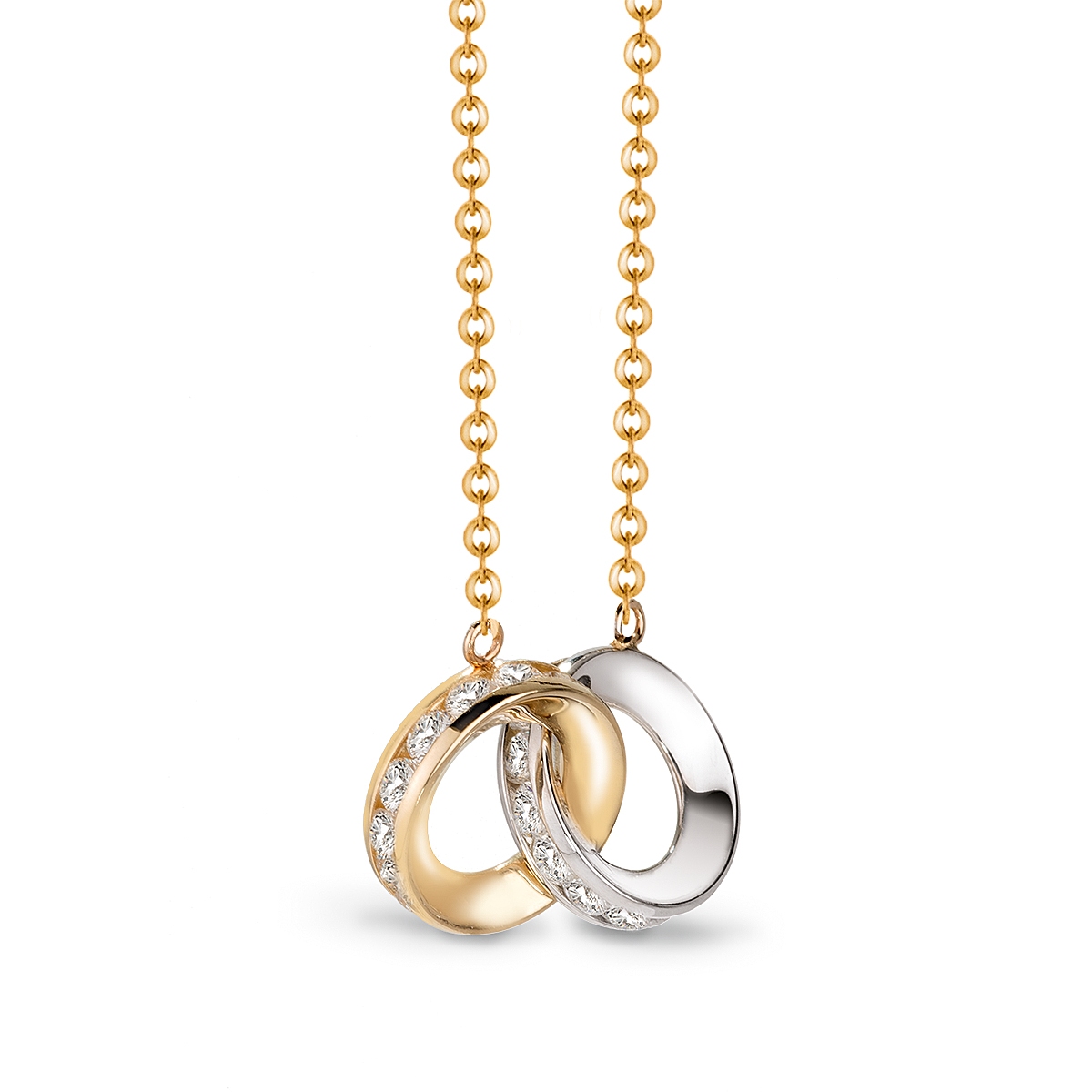 Naszyjnik złoty bicolor z cyrkoniami