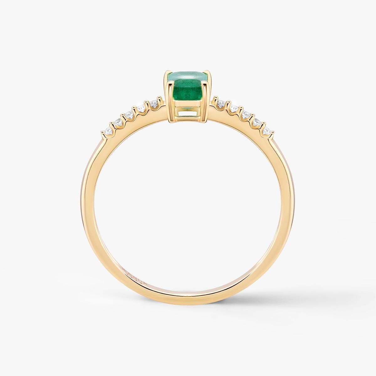 Pierścionek złoty ze szmaragdem TRIO