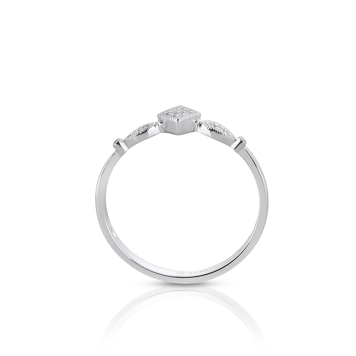 Pierścionek białe złoto z diamentami