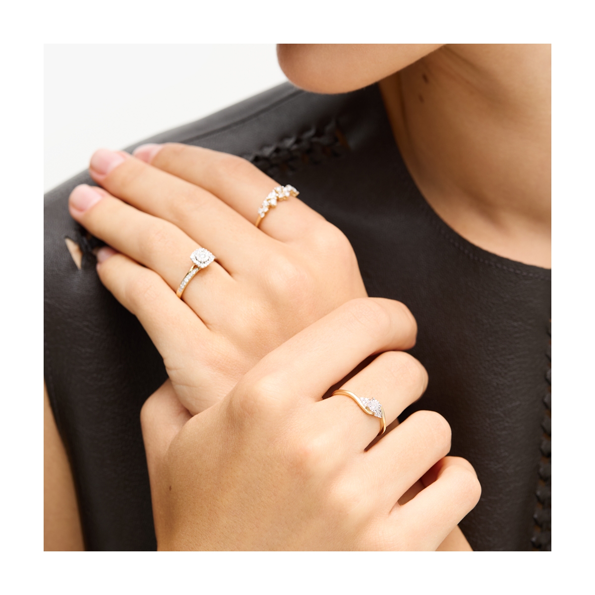 Pierścionek złoty z diamentami