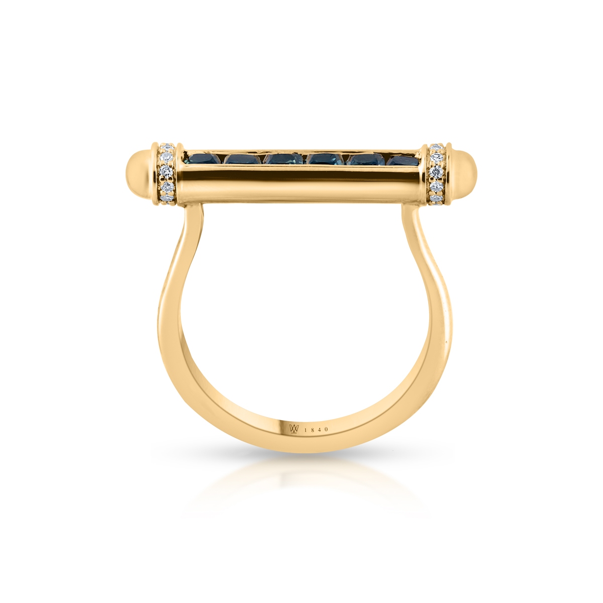 Pierścionek złoty z diamentami i szafirami