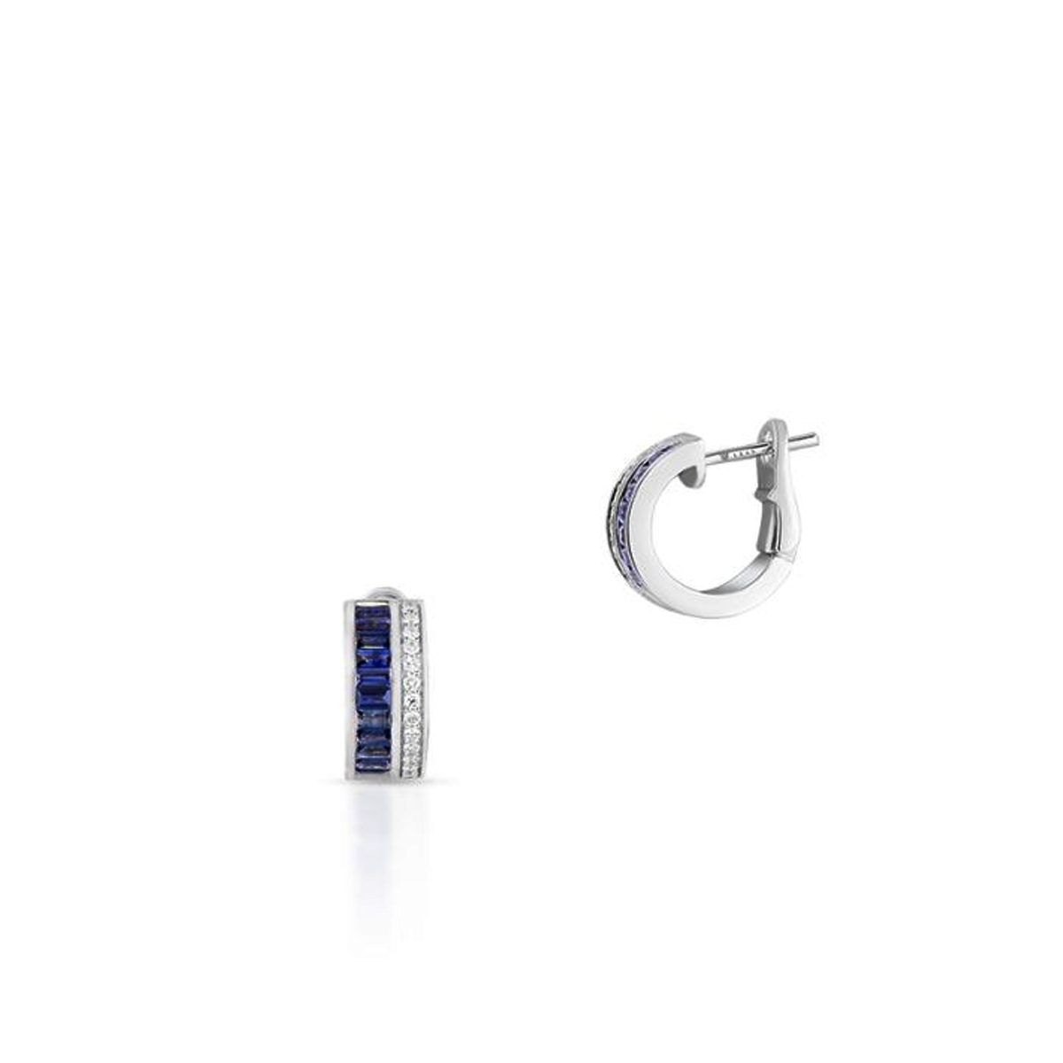Kolczyki białe złoto z diamentami i szafirami