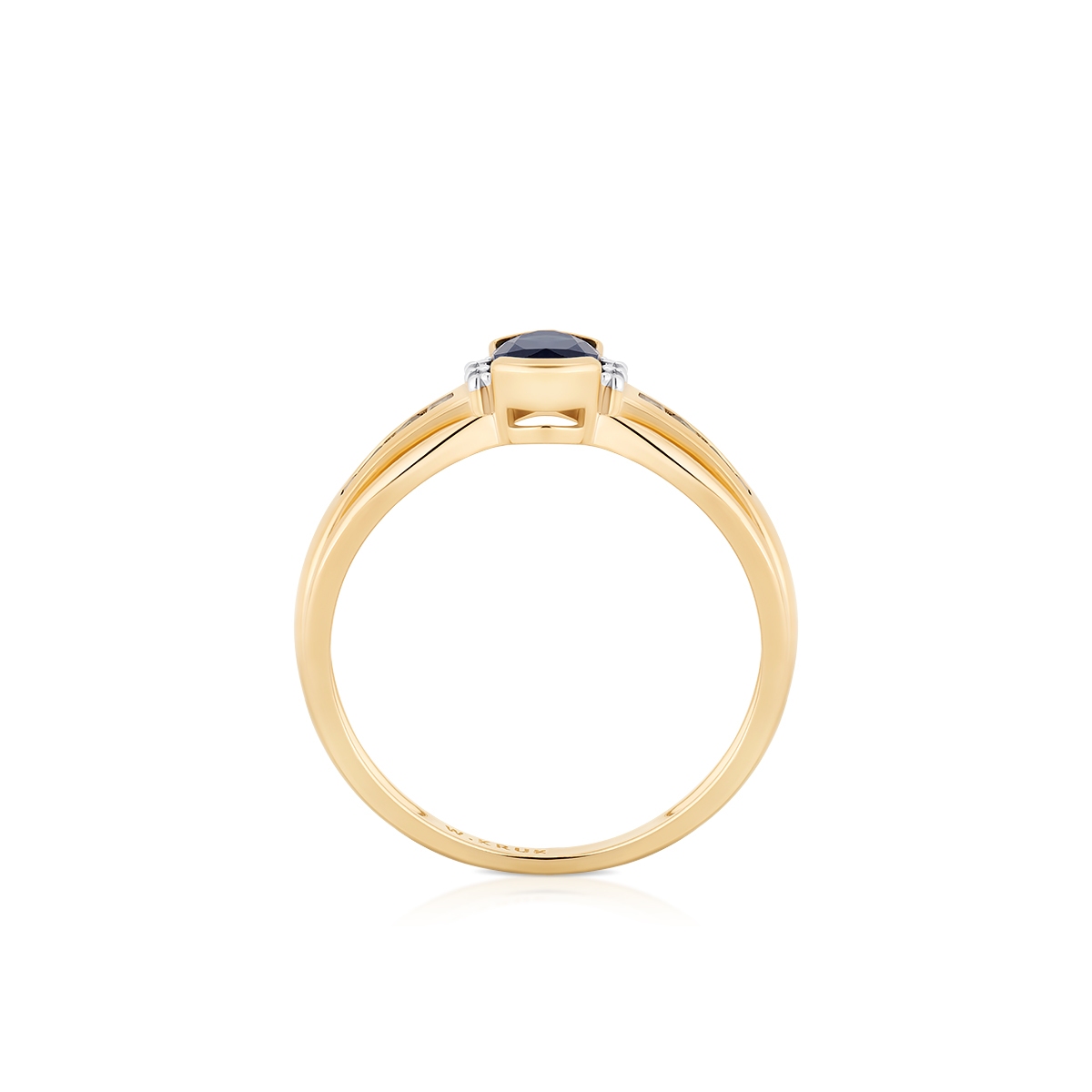 Pierścionek złoty bicolor z szafirami i diamentami