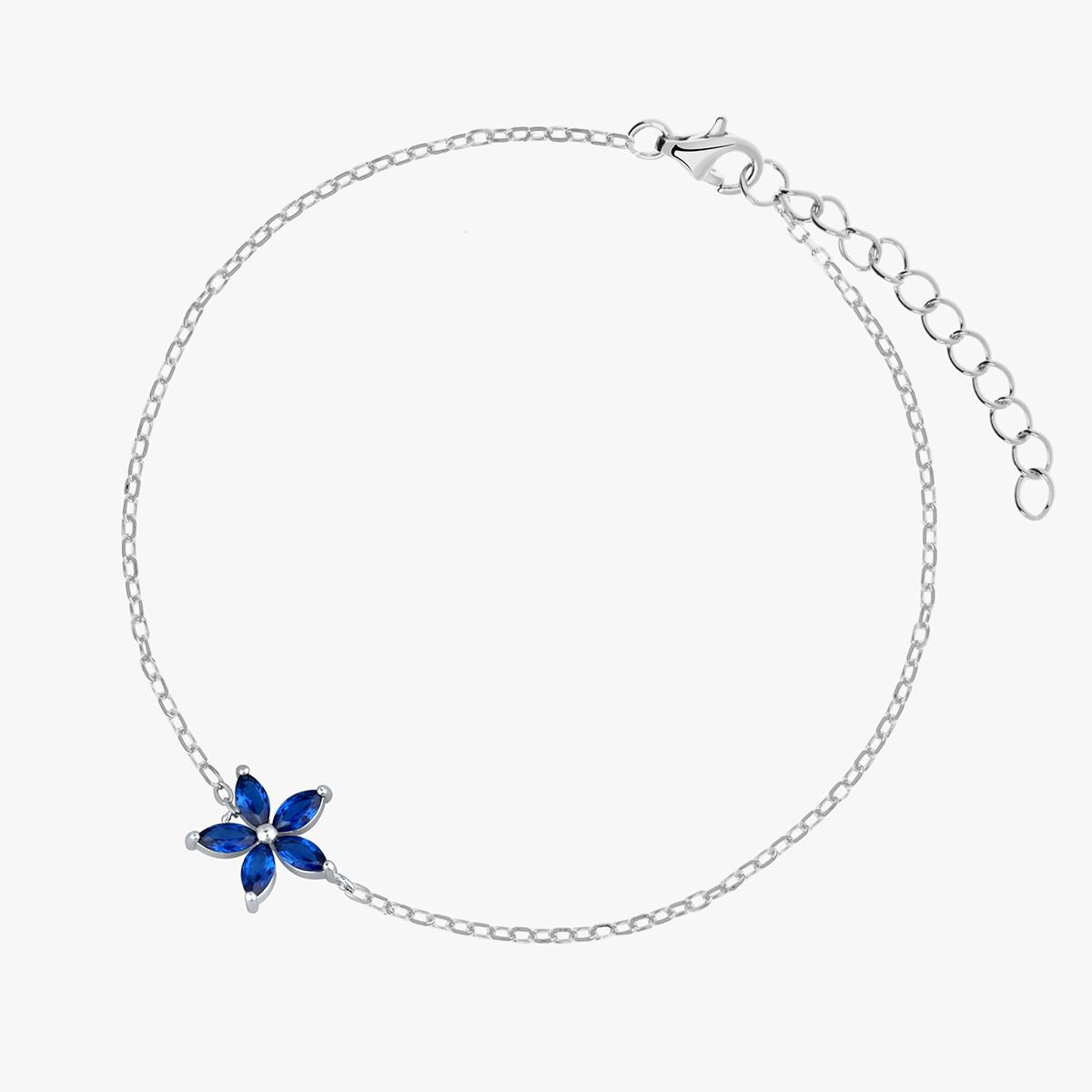 Bransoleta srebrna z niebieskimi cyrkoniami
