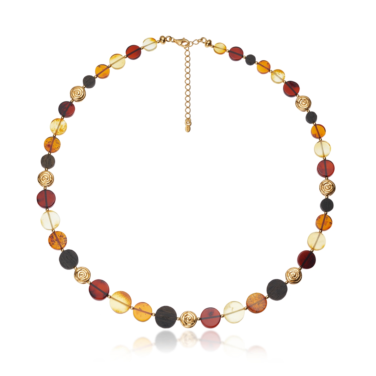 Naszyjnik złocony z bursztynami