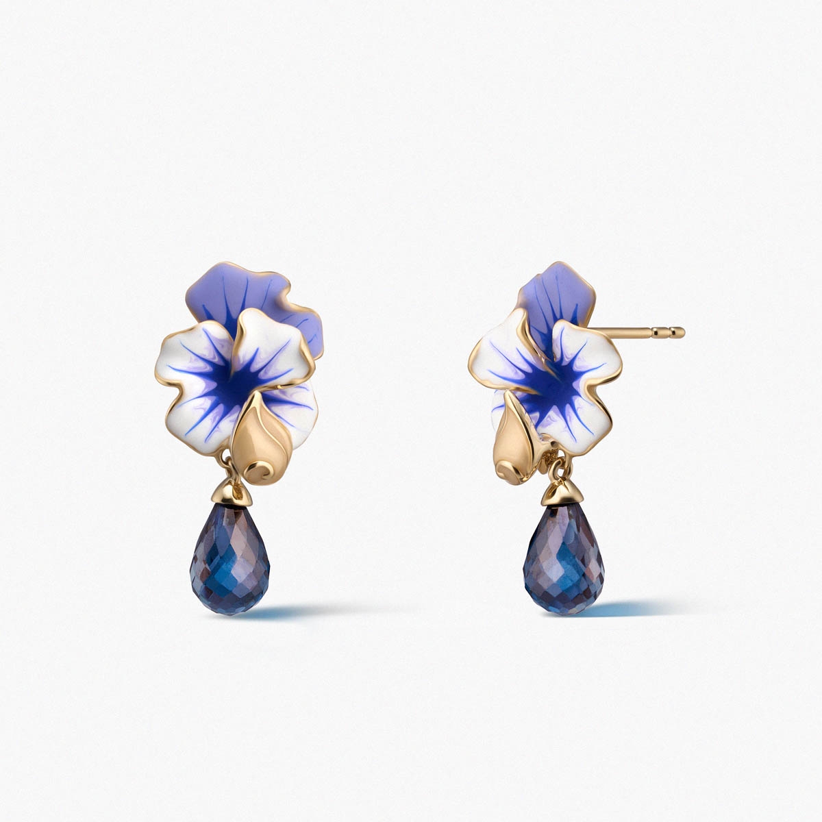 Kolczyki złote Kwiaty Nocy Bratki