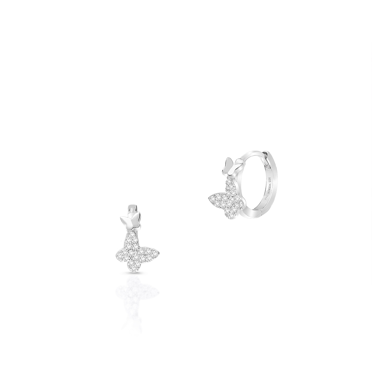 Kolczyki srebrne z cyrkoniami motyle