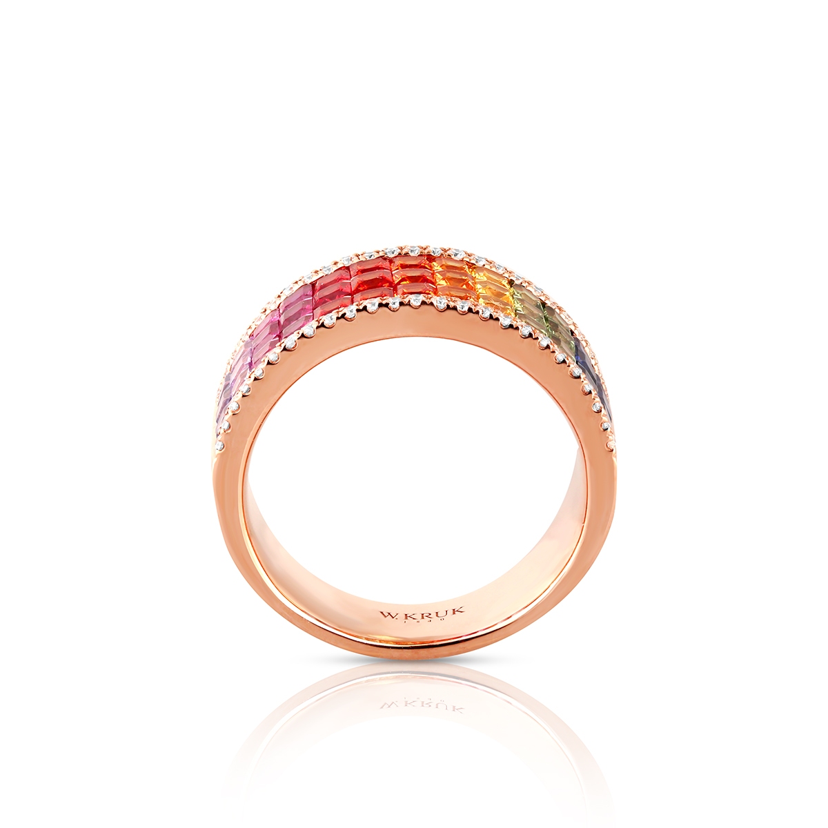 Pierścionek złoty z brylantami i szafirami